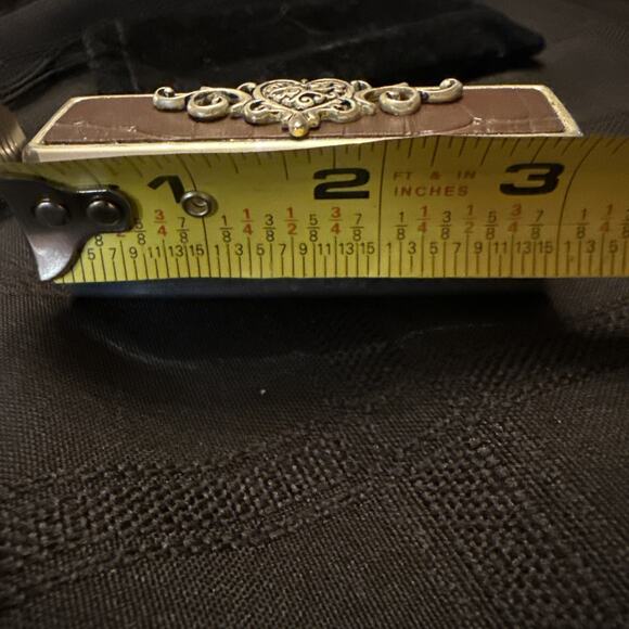 Silverplate With Moc Croc Top Lipstick Case W/ Mirror, Beautifully detailed CASE - Picture 13 of 15